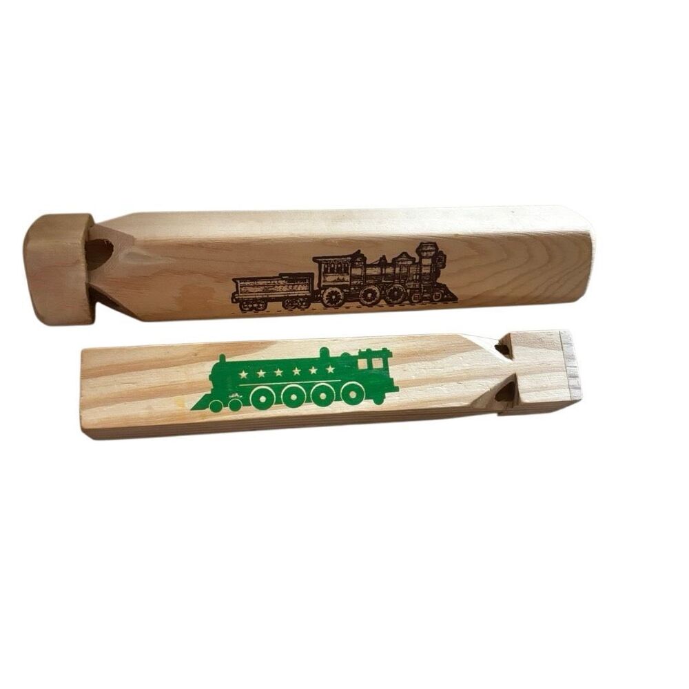 Vintage Style Wooden Train Whistles (Lot of 2) – 4-Tone Locomotive Sound